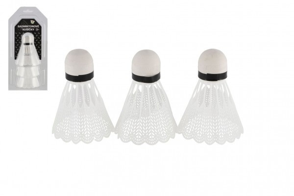 Loptičky/Košíčky na bedminton biele 3ks plast v blistri 11x22cm