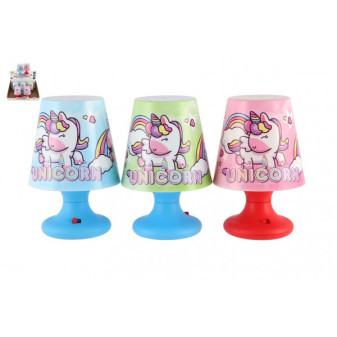 Mini lampička s jednorožcom na stôl plast 8x11cm na batérie 3 farby