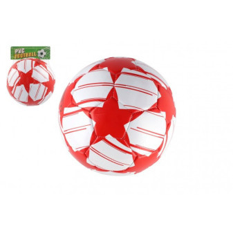 Lopta futbalová nafúknutá šitá 23cm červenobiela v sieťke