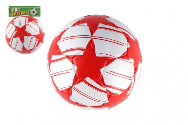 Lopta futbalová nafúknutá šitá 23cm červenobiela v sieťke