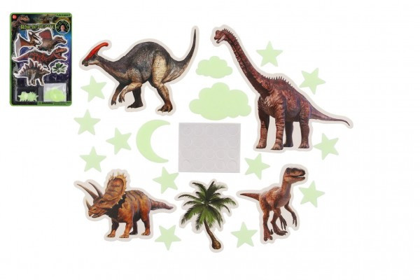 Dinosaury na stenu/strop svietiaci v tme papier/plast 2 druhy na karte