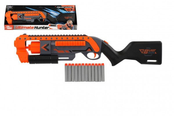Pištoľ na penové náboje 57cm plast + 12ks nábojov v krabici 58x20x7cm