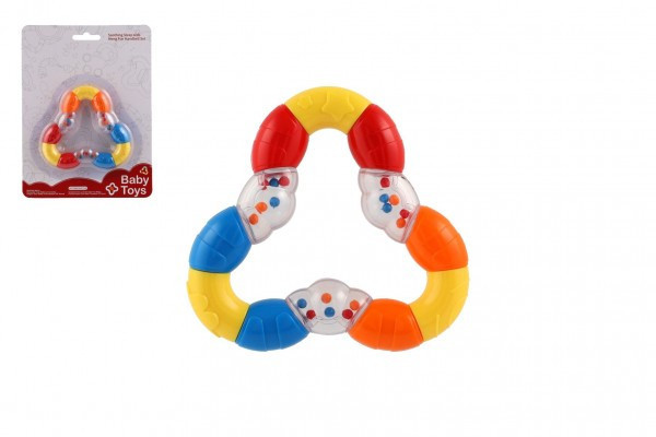 Hrkálka / hryzátko trojuholník flexibilný plast 10x10cm na karte 0m+