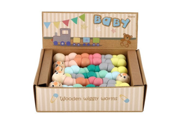 Červík/húsenica kĺbový drevo 16cm asst 2 farby 10m+