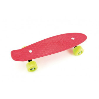 Skateboard - pennyboard 43cm, nosnosť 60kg kovovej osi, červený, zelené kolesá