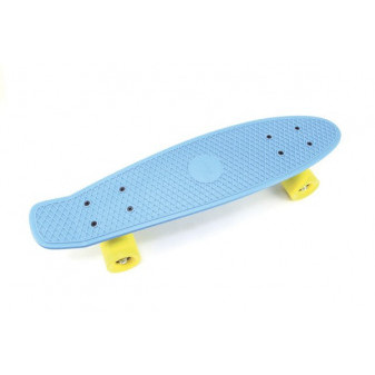 Skateboard - pennyboard 60cm nosnosť 90kg, kovové osi, modrá farba, žlté kolesá