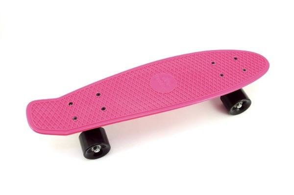 Skateboard - pennyboard 60cm nosnosť 90kg, kovové osi, ružová farba, čierna kolesá