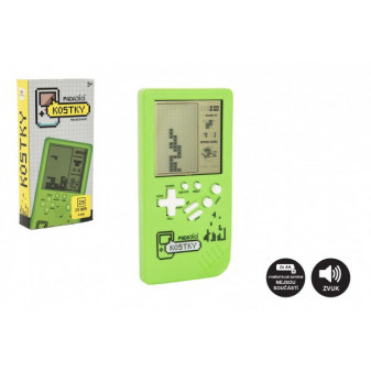 Digitálna hra Padajúce kocky hlavolam plast 7x14cm zelená na batérie so zvukom v krabičke 7,5x1