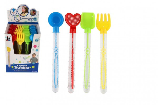 Bublifuk 70ml trubica 28cm s náradím na piesok plast 4 druhy
