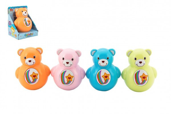 Macko Roly Poly pískacie 10 cm plast 4 farby v krabičke 10x12x8cm