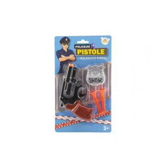 Pištoľ policajná 15cm plast s odznakom + prísavky