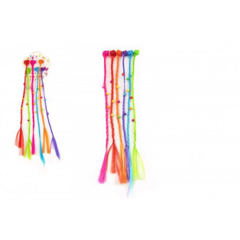 Sponky/Škripce do vlasov 6ks plast s farebnými vrkôčikmi 30cm 2 druhy v sáčku