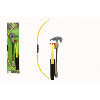 Luk indiánsky 70cm + 3 šípy s prísavkami + tomahawk plast v sáčku
