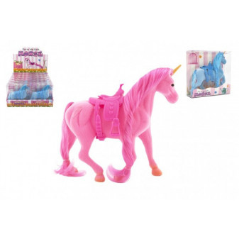 Jednorožec kôň fliška so sedlom 21cm 3 farby v krabičke 16x17x5, 5cm 12ks v boxe