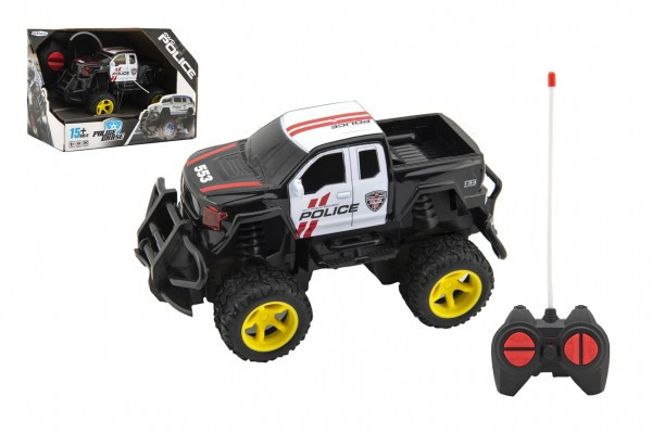 Auto RC polícia terénny pick up plast 16cm na batérie v krabici 19x14x13cm