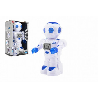 Robot jazdiaci plast 27cm Ang. hovoriaci na batérie so svetlom so zvukom v krabici 18x28x11, 5cm