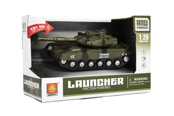 Tank plast 20cm na zotrvačník na batérie so svetlom so zvukom v krabici 24x16x11cm