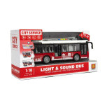 Autobus/trolejbus plast 28cm na zotrvačník na bat. so svetlom so zvukom v krabici 32x17x11cm