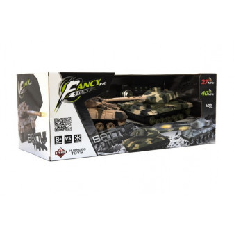 Tank RC 2ks 25cm tanková bitka+dob. pack 27MHZ a 40MHz maskáč so zvukom so svetlom v kr. 50x20x2