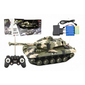 Tank RC plast 27cm 27MHz na batérie + dobíjací pack so zvukom v krabici 37x17x19cm