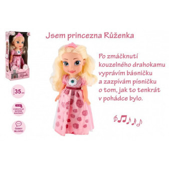 Bábika princezná Ruženka plast 35cm česky hovoriaci na batérie so zvukom v krabici 17x37x10cm