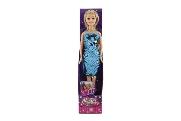 Bábika meniace šaty plast 30cm pevné telo 3 farby v krabičke 7x32x5cm