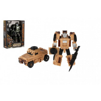 Transformer auto/robot vojenský plast 14cm 2 farby v krabičke 13x18x5cm