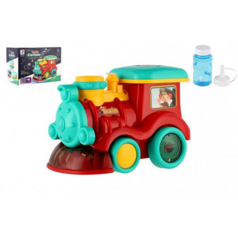 Lokomotíva/Vláčik s bublifukom plast 18cm na batérie so zvukom so svetlom v krabičke 19x13x11cm
