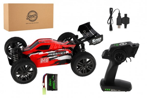 Auto RC Buggy Bonzai Jubatus terénne 30cm plast červené 2,4 GHz na bat. +2xdob. pack v krab. 40x14