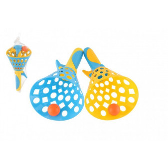 Catch ball hra/chytanie loptičky 2ks plast 27cm + 2 loptičky v sieťke