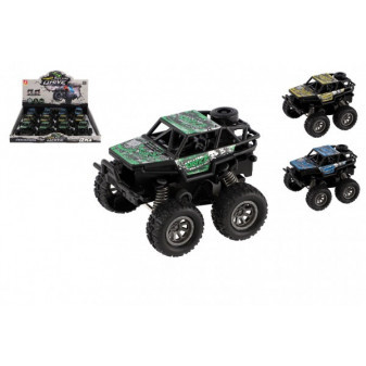 Auto OFF-ROAD kov/plast 7x8,5cm na setrvačník 3 barvy 12ks v boxu