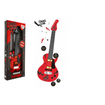 Gitara elektrická ROCK STAR plast 58cm na batérie so zvukom, svetlom v krabici 24x62x5, 5cm