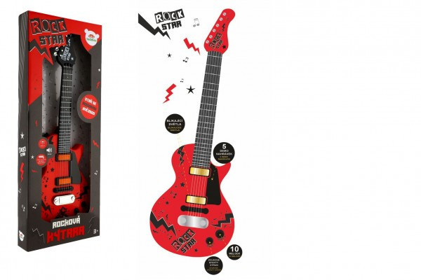 Gitara elektrická ROCK STAR plast 58cm na batérie so zvukom, svetlom v krabici 24x62x5, 5cm