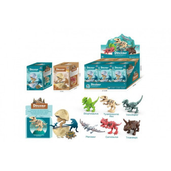 Dinosaurus skrutkovací vo vajíčku plast 13cm 2 druhy v krabičke 9x9x14cm 6ks v boxe