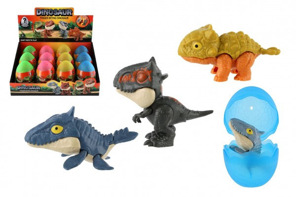 Dinosaurus hryzenie vo vajíčku plast 10cm 4 farby