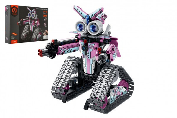 Stavebnica iM.MASTER robot RC skladací plast 2,4 GHz na bat. so svetlom ružový v krab.