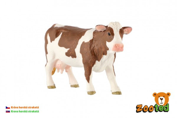 Krava horská strakatá zooted plast 12cm