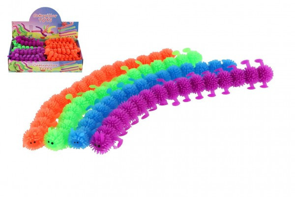 Húsenica mačkacia antistresová silikón 24cm 4 farieb v sáčku