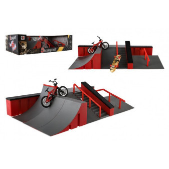 Skatepark - rampy, koleso prstové, skateboard prstový plast v krabici 44x12x25cm