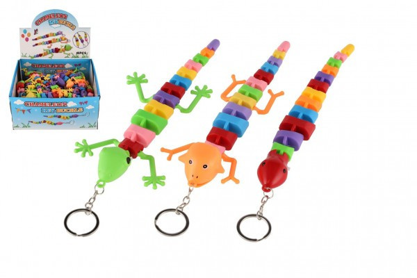 Prívesok jašterica/had/chameleón plast 28cm na batérie so svetlom mix farieb