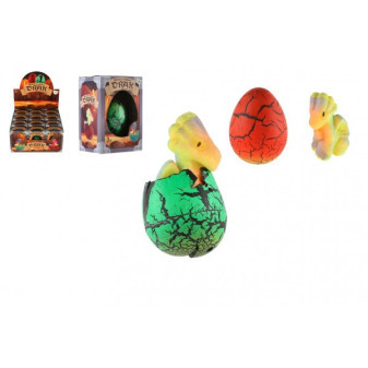Vajcia liahnuci a rastúci drak plast 5,5x4,5cm 2 farby v krabičke 8x11cm 12 ks v boxe