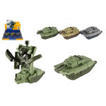 Transformer tank/robot plast 14cm na zotrvačník 3 farby