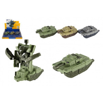 Transformer tank/robot plast 14cm na zotrvačník 3 farby