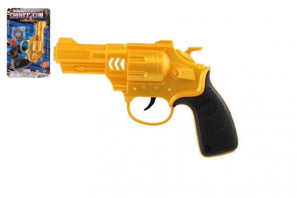 Pištoľ/revolver na zotrvačník plast 18x12cm na karte