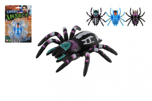 Pavúk lezúci po skle plast 8cm 3 farby na karte