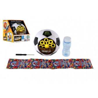 Bublifuk futbalová lopta s náplňou plast 11cm na batérie v krabičke 13x14x13cm