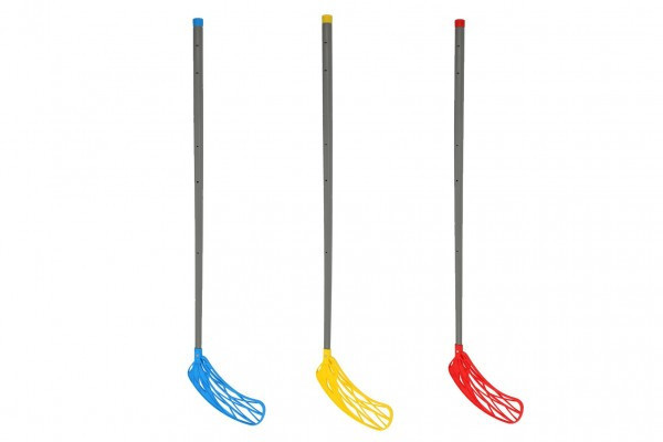Hokejka floorbalová zahnutá do ľava plast 115cm 3 farby v sáčku