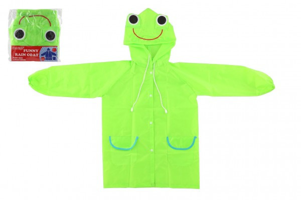 Pláštenka detská žaba veľkosť 110-120cm zelená v sáčku 23x25cm