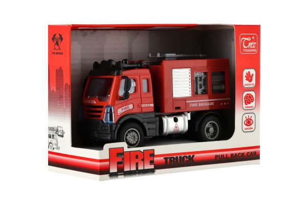 Auto hasiči plast 13cm na spätné natiahnutie v krabičke 17x12x8cm