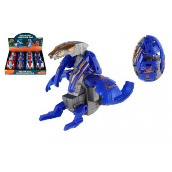 Dinosaurus/robot skladacie vajcia plast 11cm vo fólii 4 farby 12ks v boxe